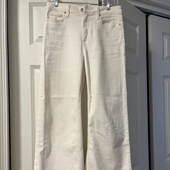 Paige Anessa High Waist Wide Leg Ankle Jeans Light Ecru Size 27